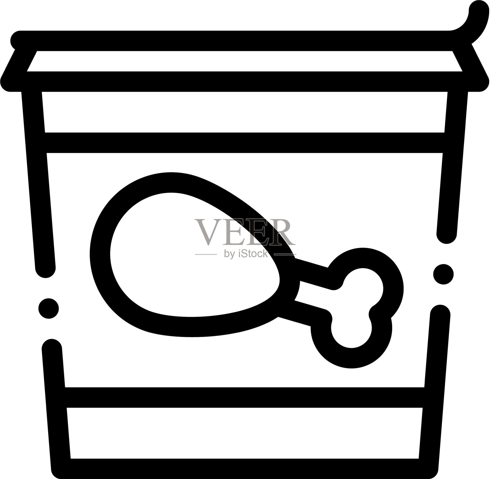 桶鸡腿图标轮廓插画图片素材