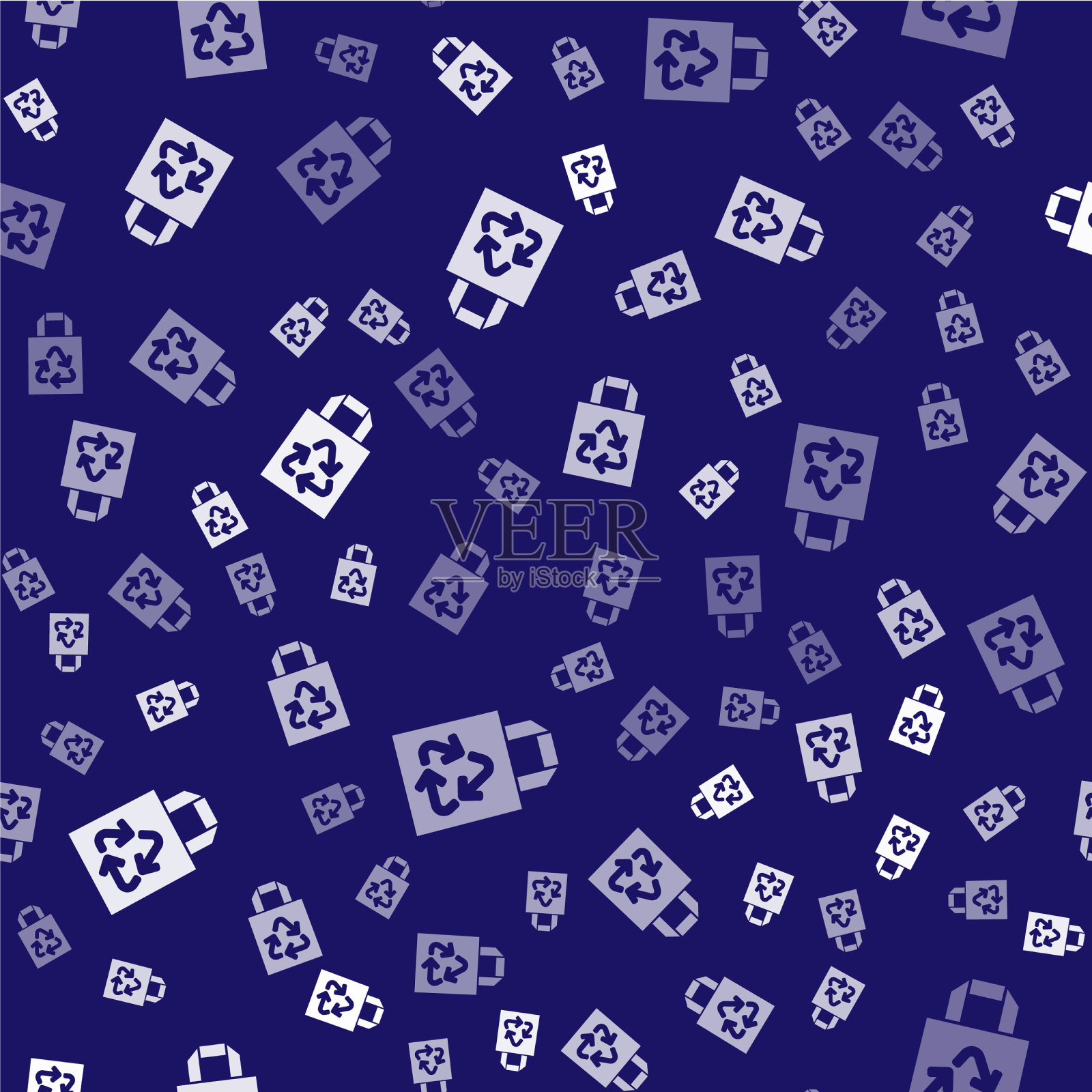 带有回收图标的白色纸袋插画图片素材