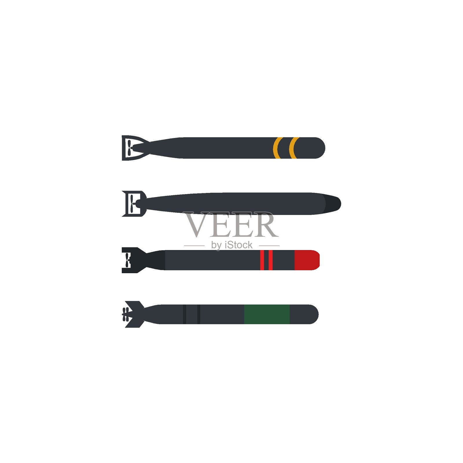 鱼雷武器矢量图标在平面插图插画图片素材