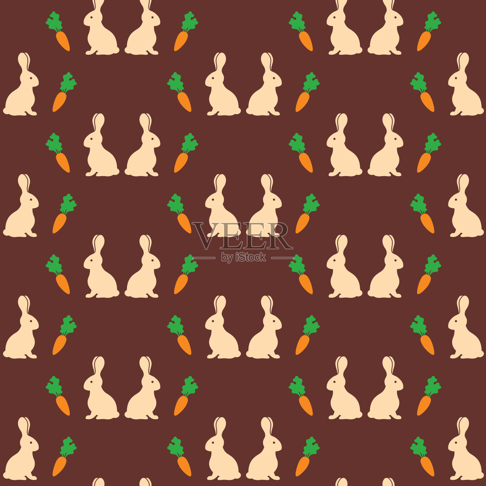 无缝图案兔子与胡萝卜插画图片素材