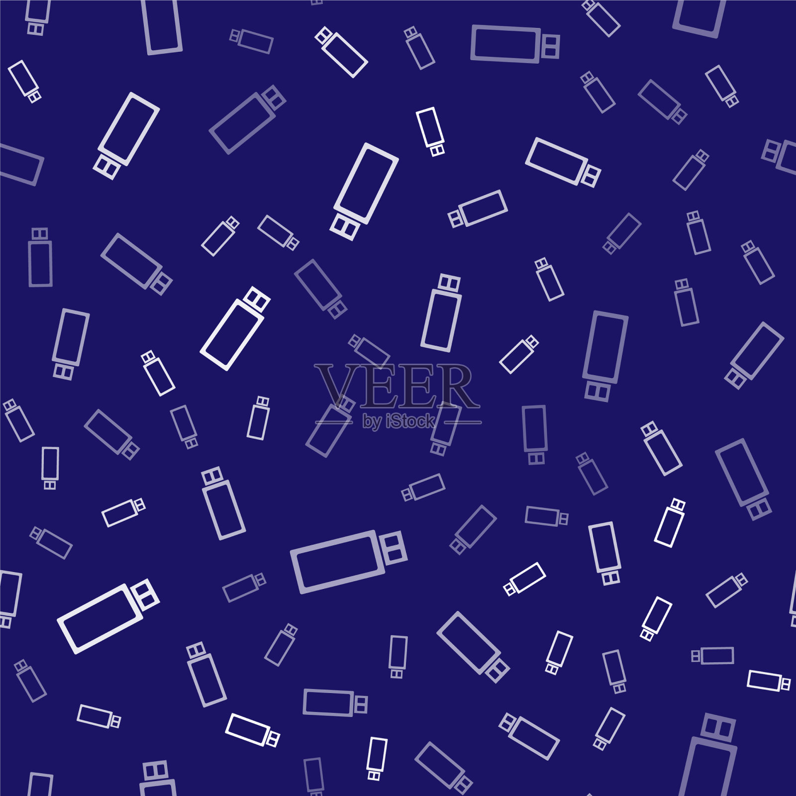 白色usb闪存驱动器图标隔离无缝插画图片素材