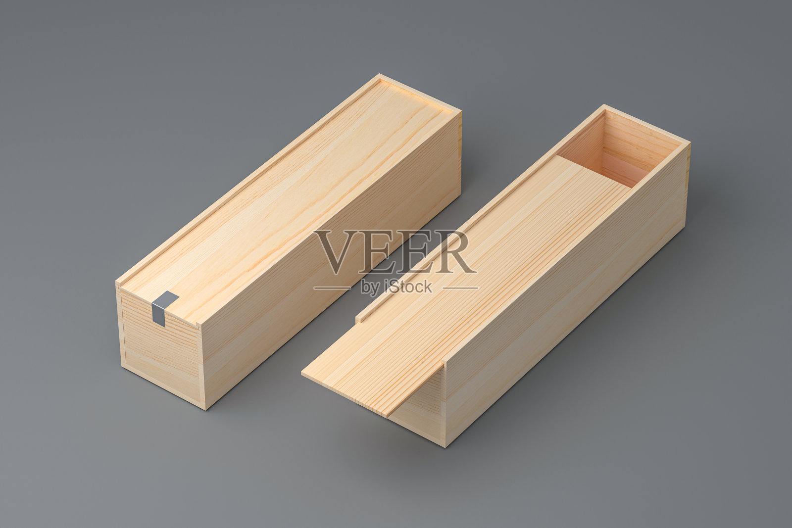 2个木箱与滑块盖打开和关闭的品牌和身份隔离照片摄影图片