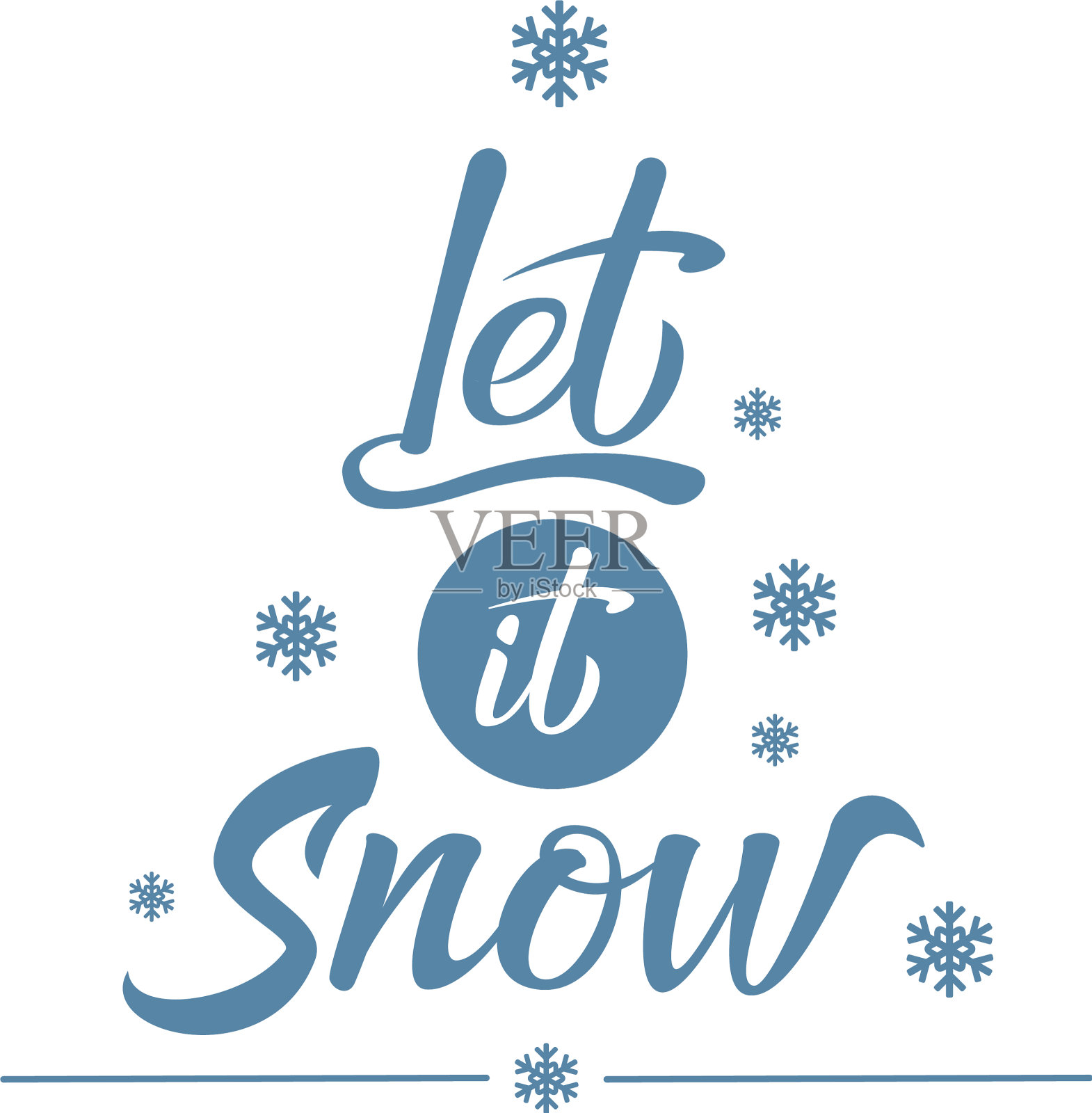 让雪花手写圣诞字的手插画图片素材