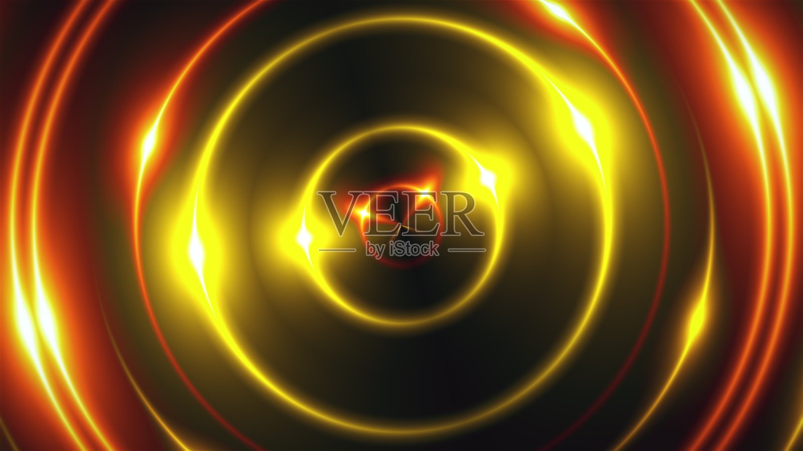 黄金分形光与发光效果的3d渲染。计算机生成闪烁环的抽象背景照片摄影图片