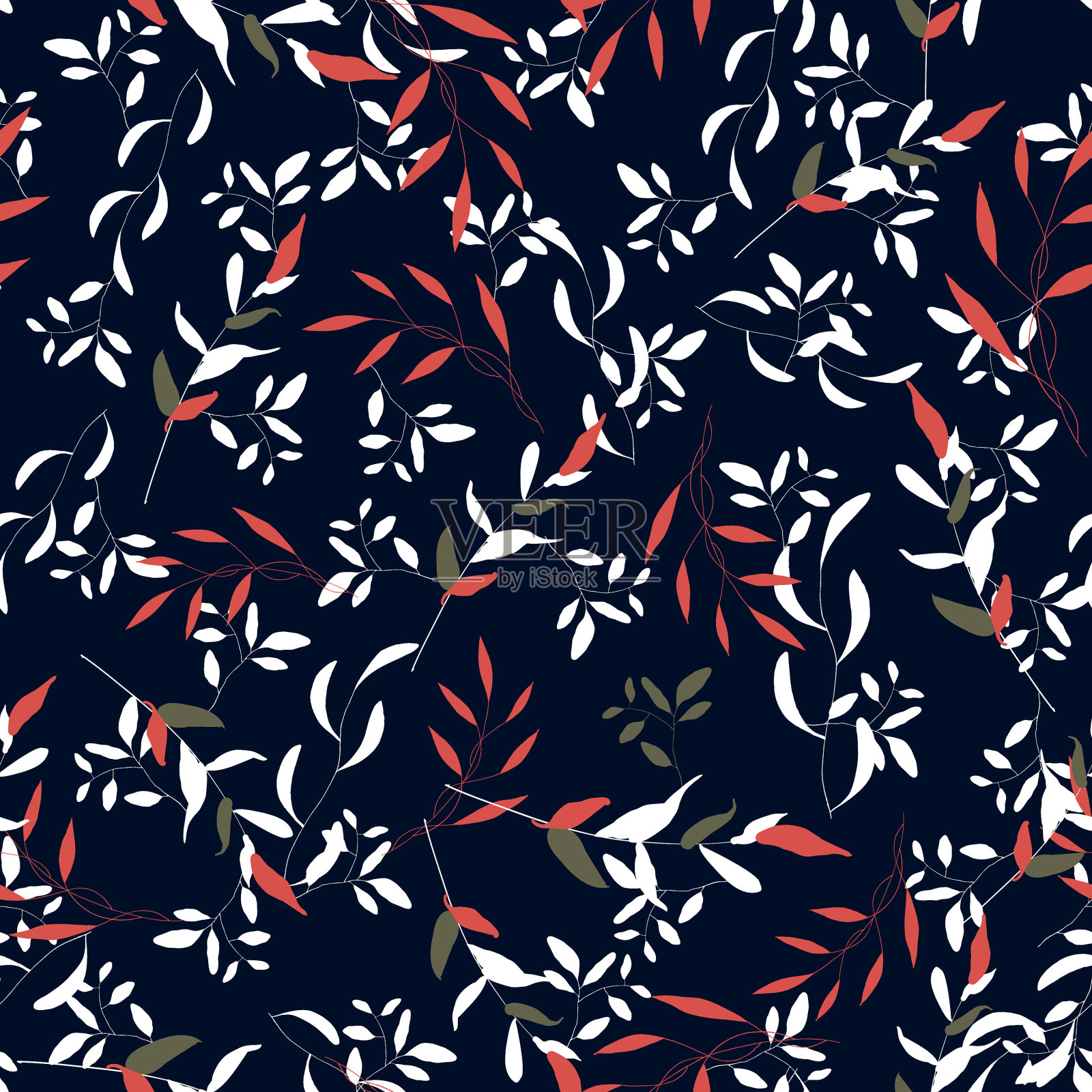 植物潮人质朴无缝打印插画图片素材