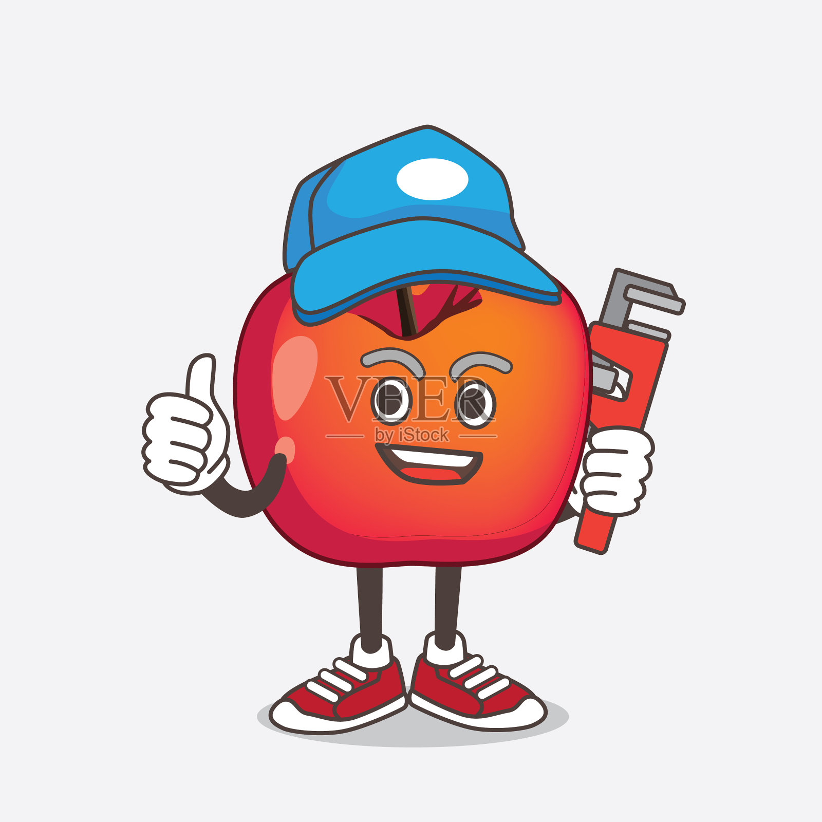 卡通吉祥物蟹肉苹果人物为幸福插画图片素材