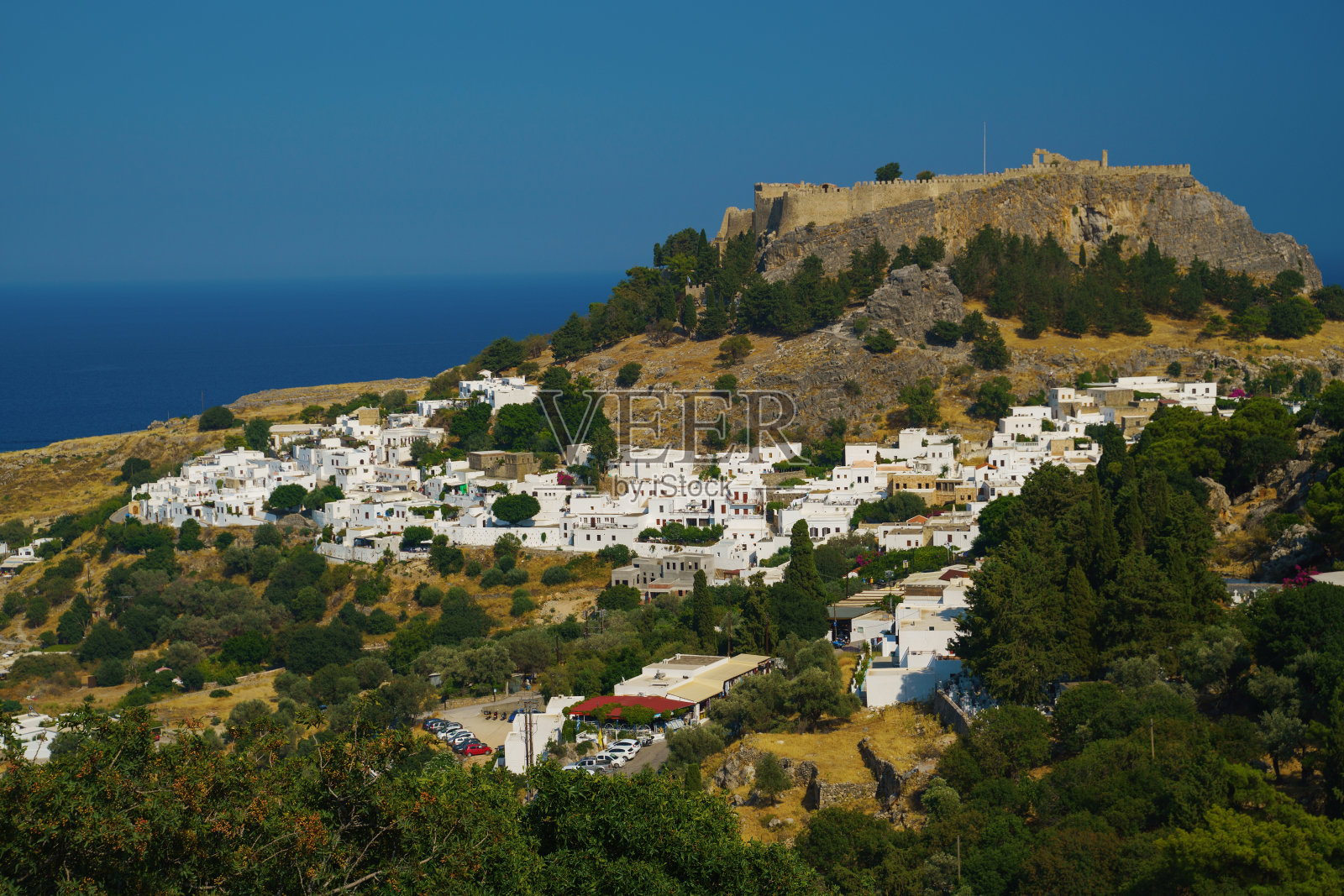 雅典卫城,位于希腊罗德岛的古希腊小镇林多斯照片摄影图片