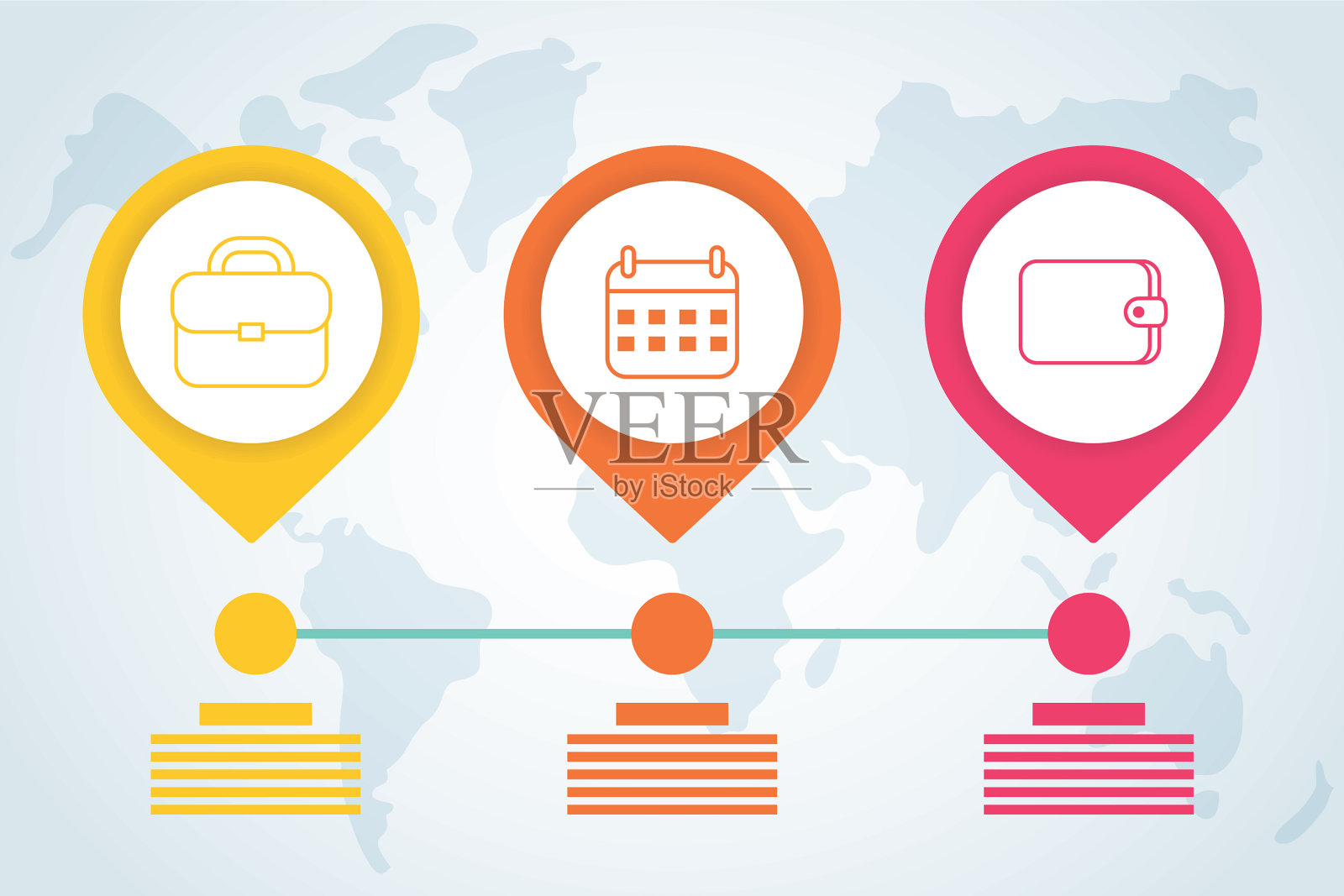 业务时间线信息图与引脚设计模板素材