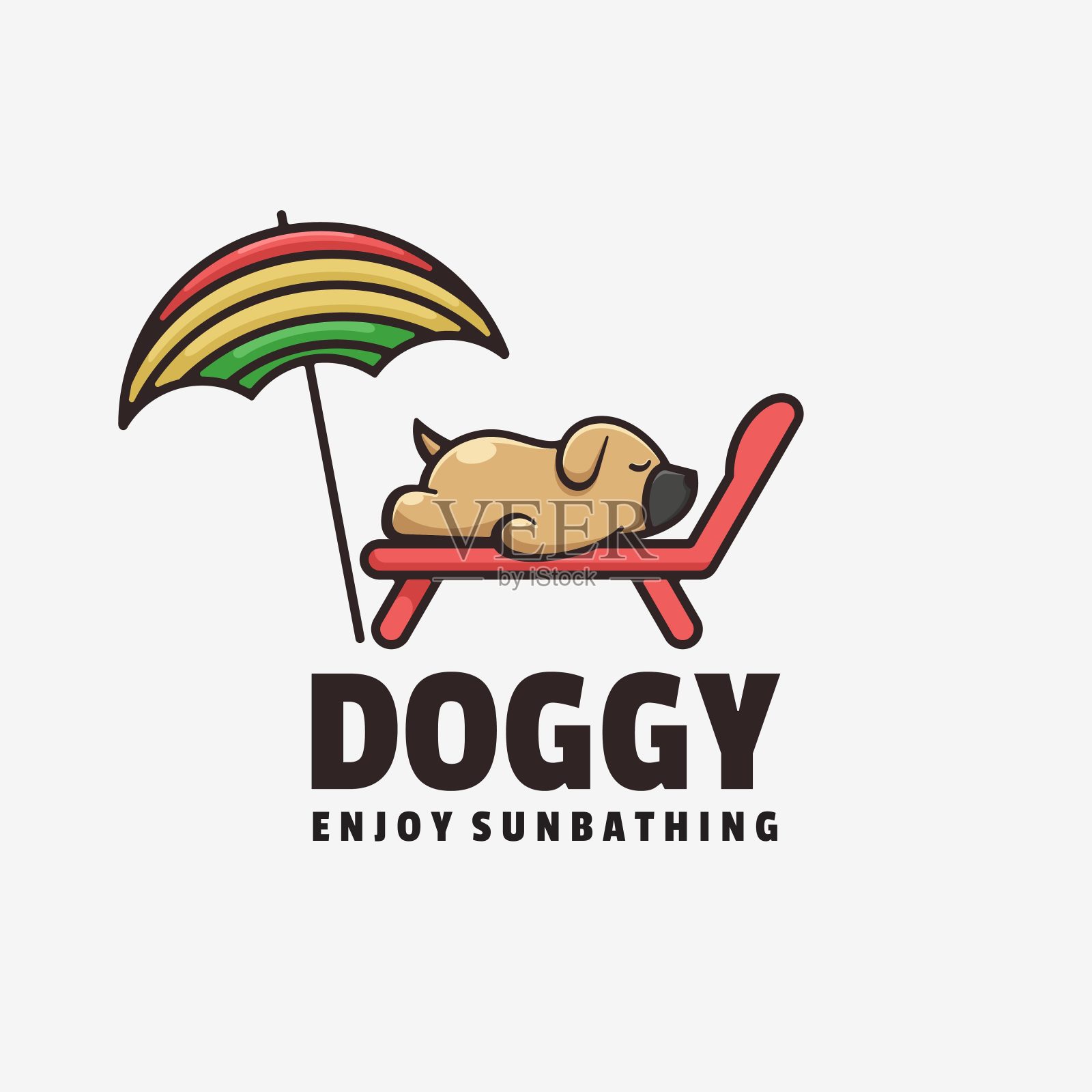 矢量插图狗狗简单吉祥物风格。插画图片素材