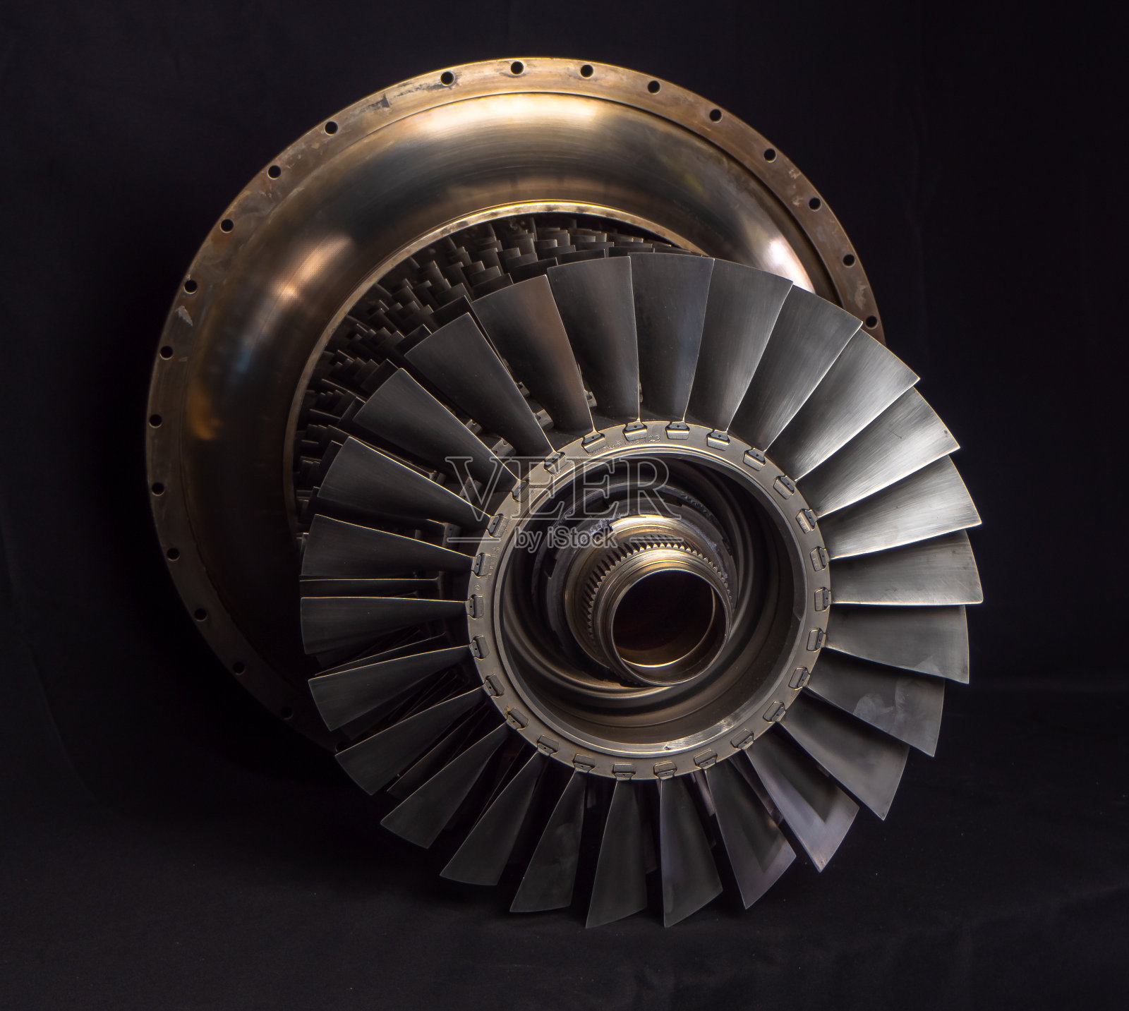 喷气发动机压气机组件照片摄影图片