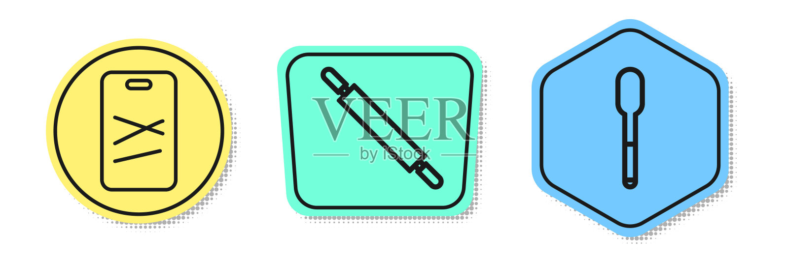 设置线切割板,擀面杖和调羹。颜色的形状。向量插画图片素材