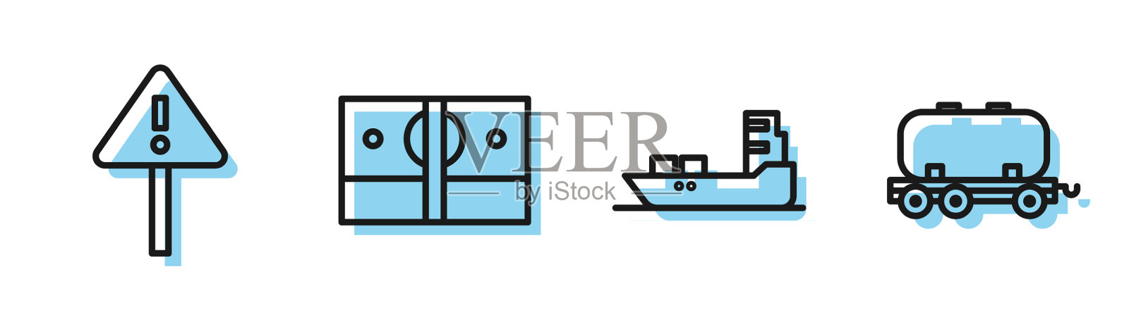 在油船上设置感叹号线插画图片素材