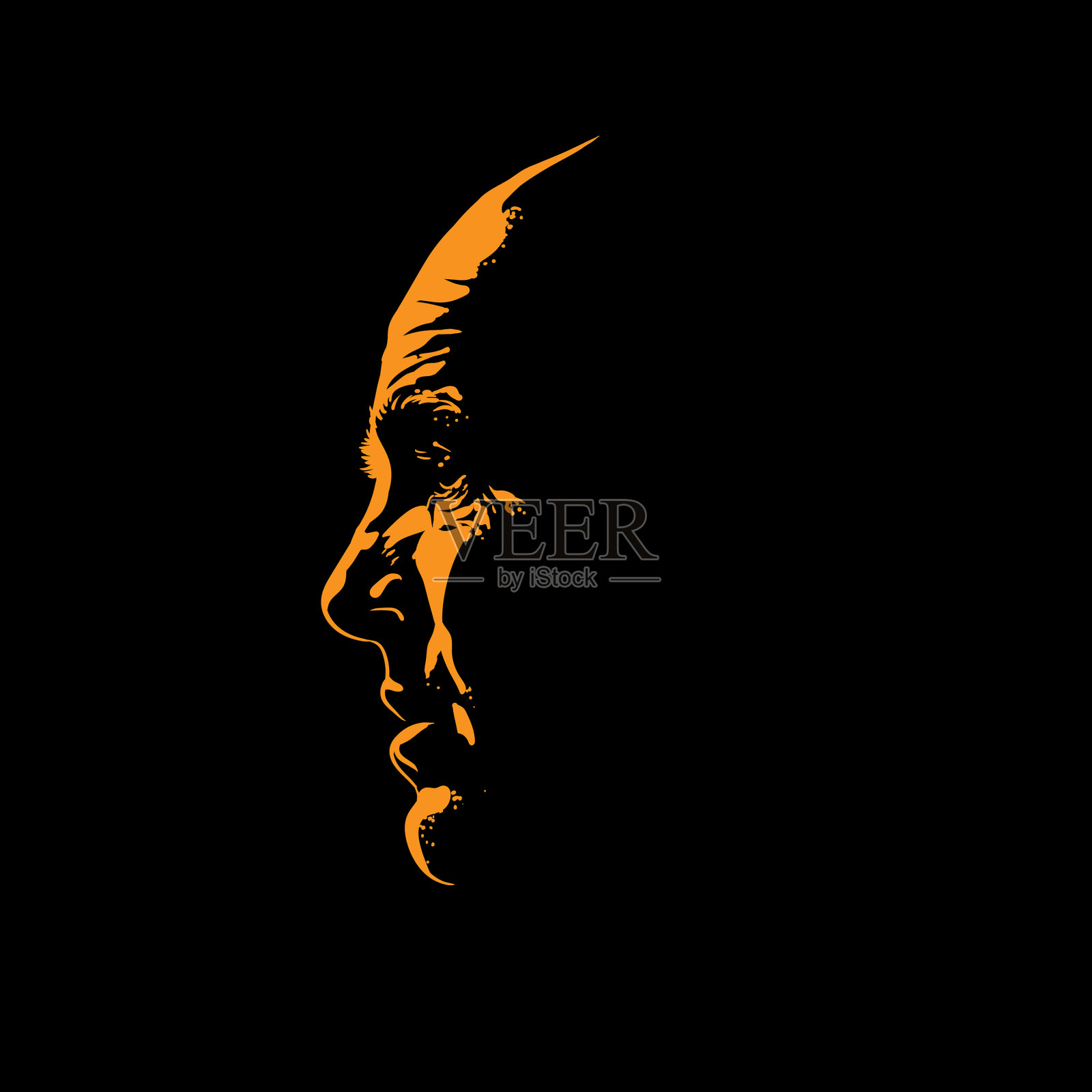 老人的肖像剪影在背光的对比插画图片素材