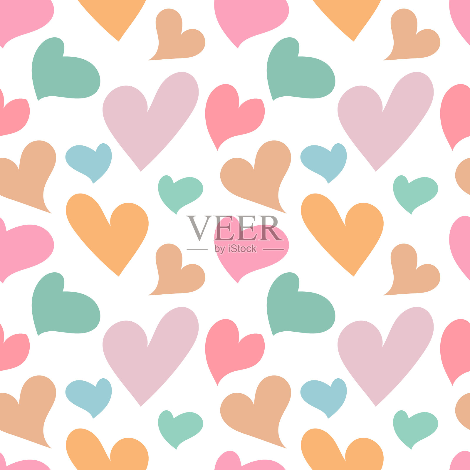 波西心无缝模式孤立上白。矢量插图。每股收益10插画图片素材