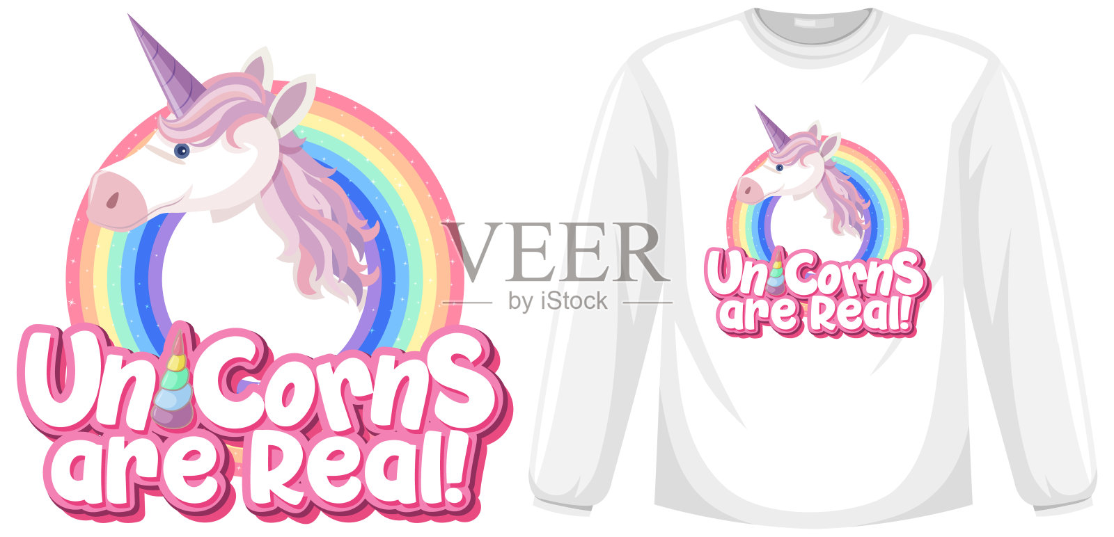 独角兽长袖衬衫插画图片素材