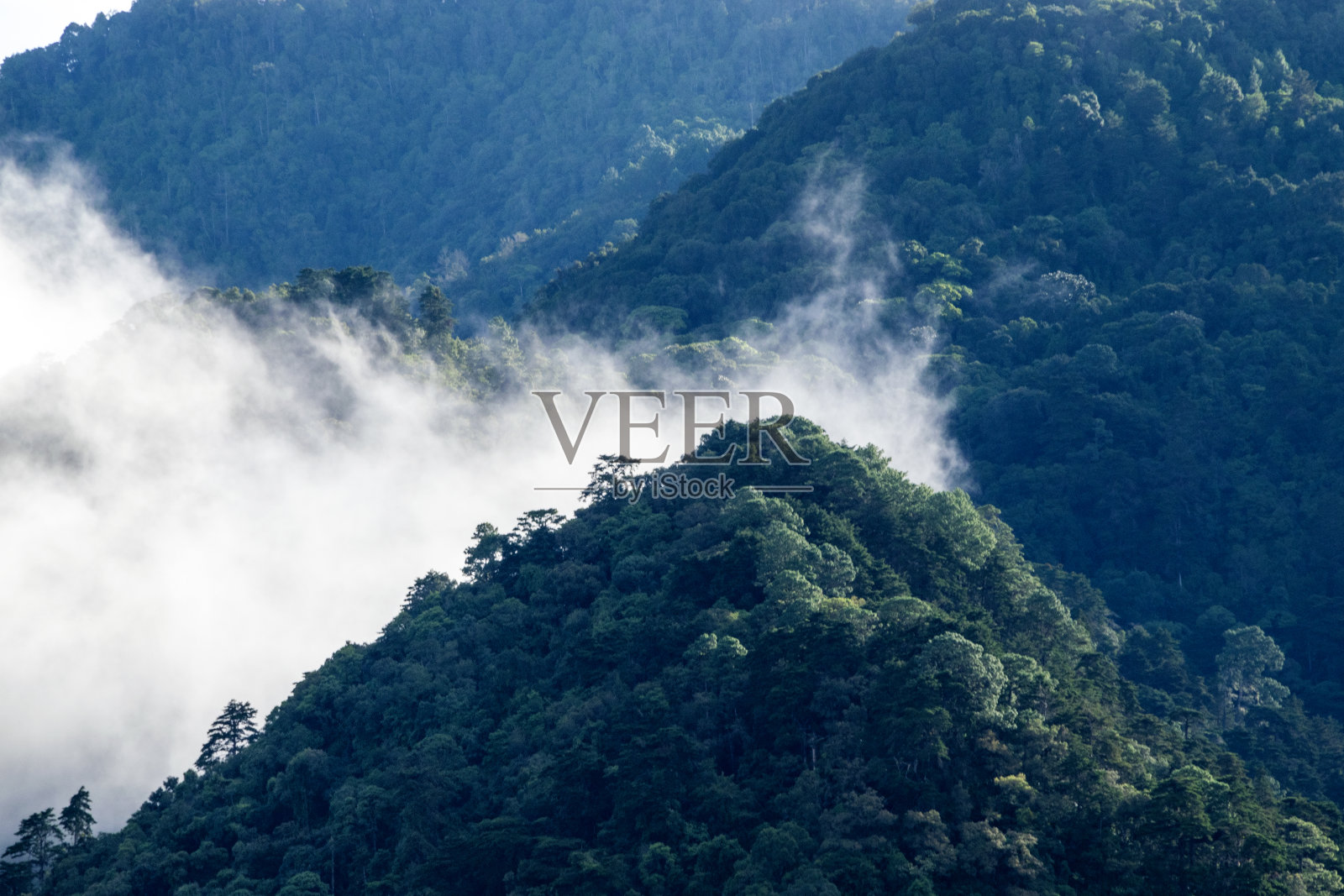 中美洲危地马拉多云的山脉,清晨全景。照片摄影图片