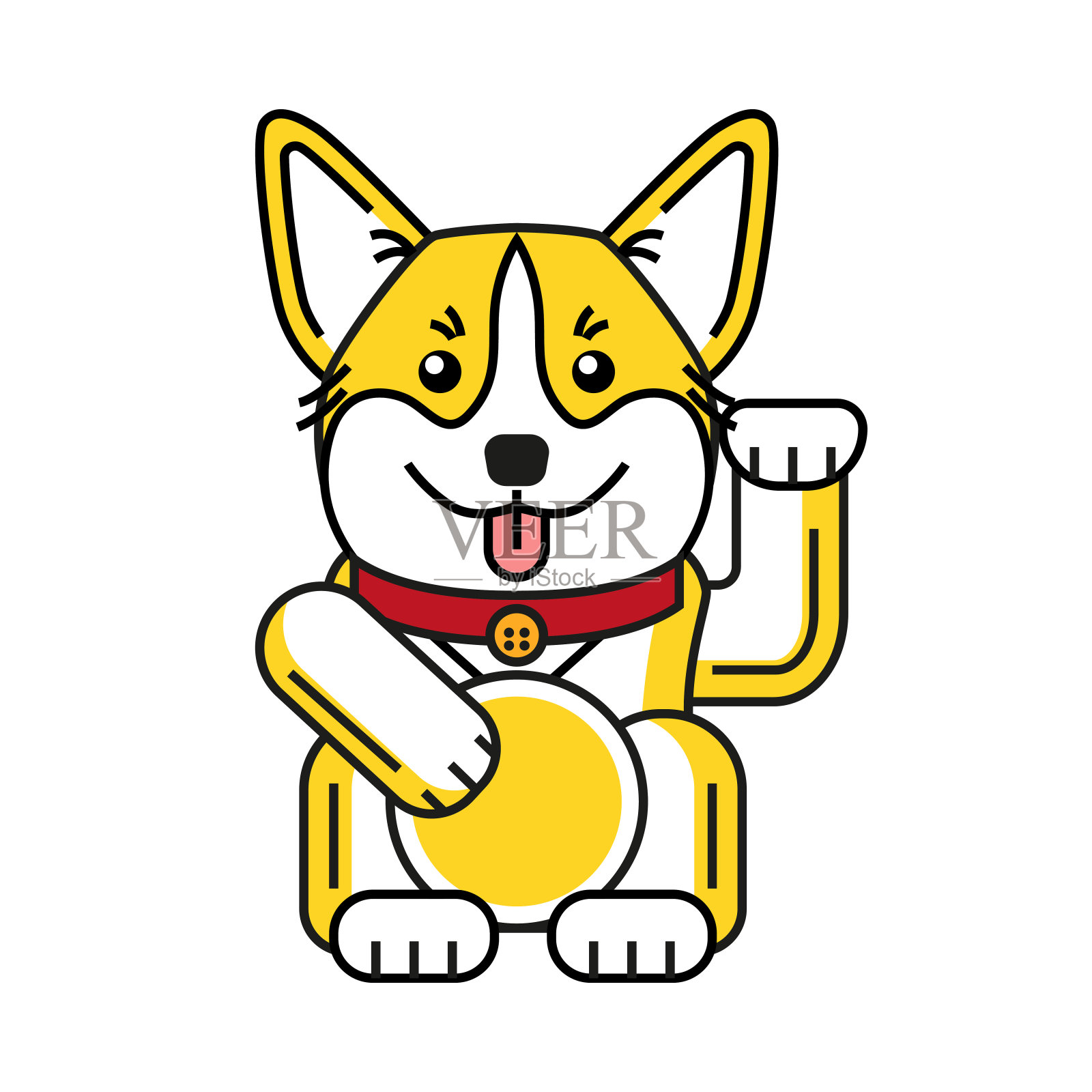 幸运的威尔士柯基犬插画图片素材