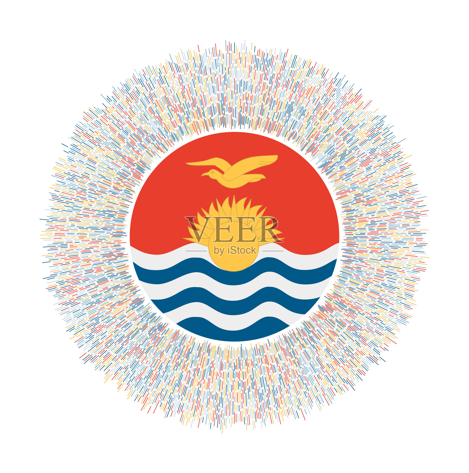 基里巴斯国旗上的彩色光线。插画图片素材