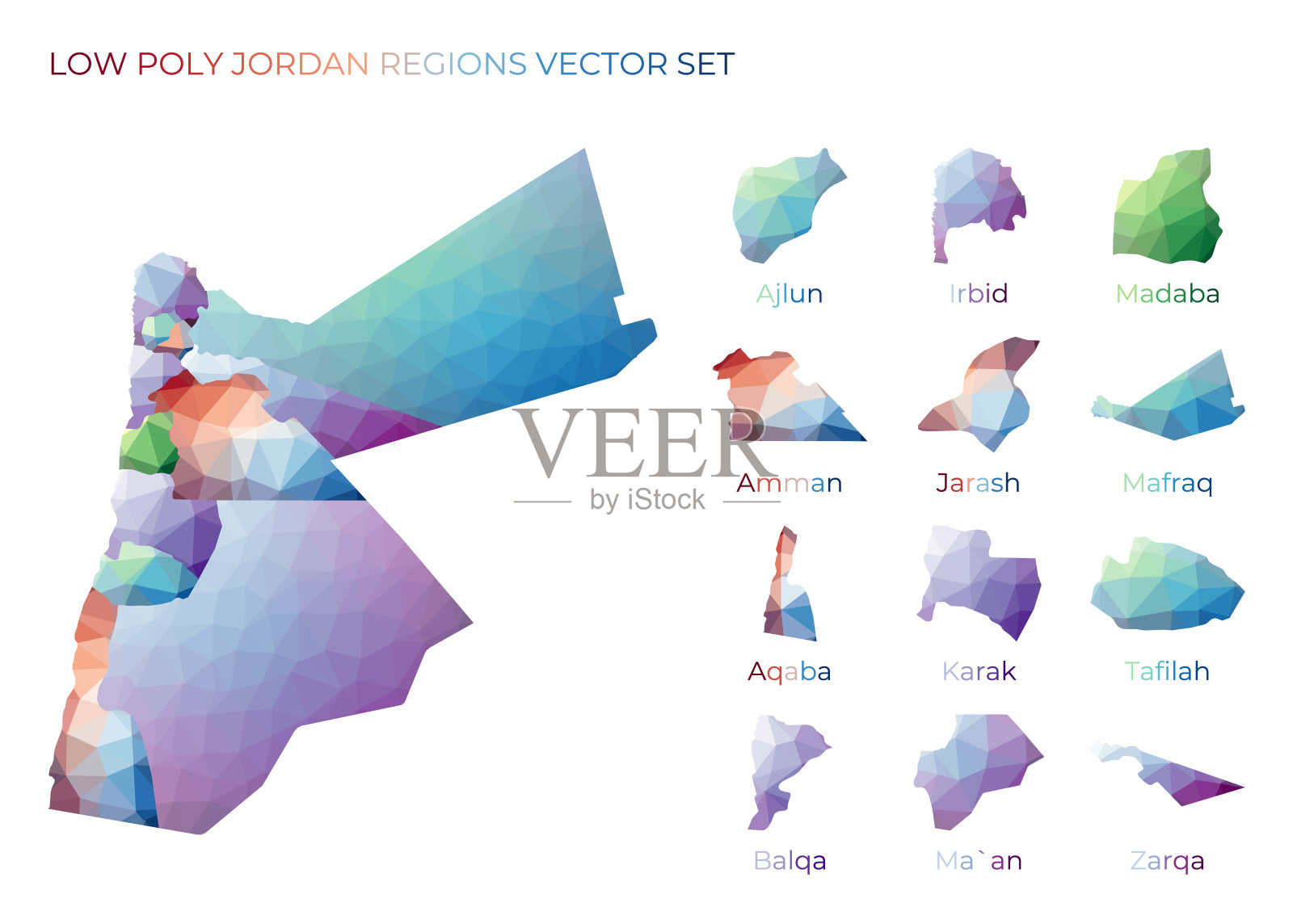 约旦低多晶硅区域。插画图片素材