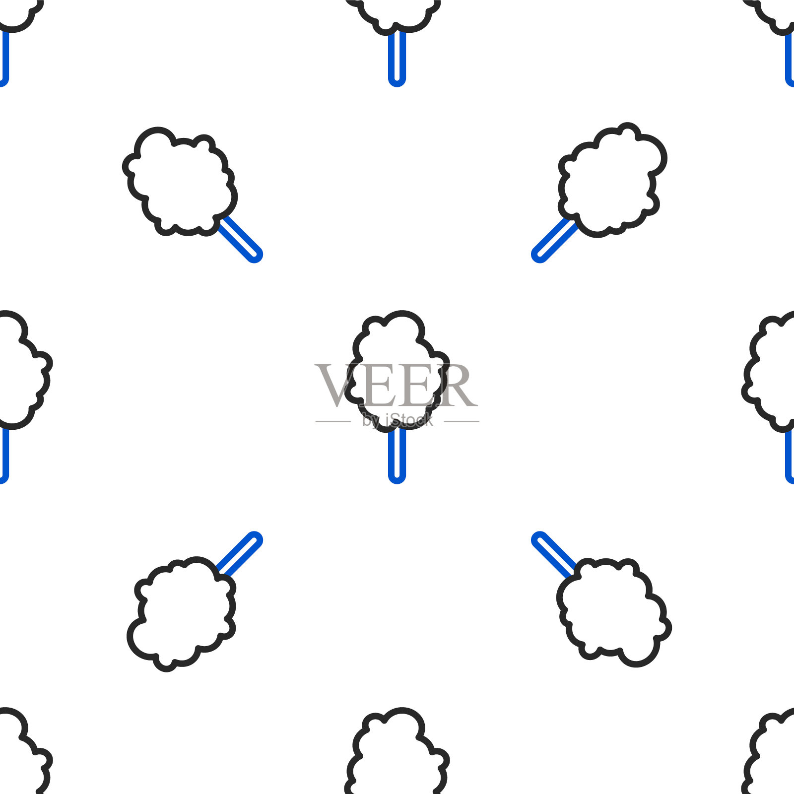 线棉花糖图标隔离无缝模式上的白色背景。色彩斑斓的轮廓的概念。向量插画图片素材
