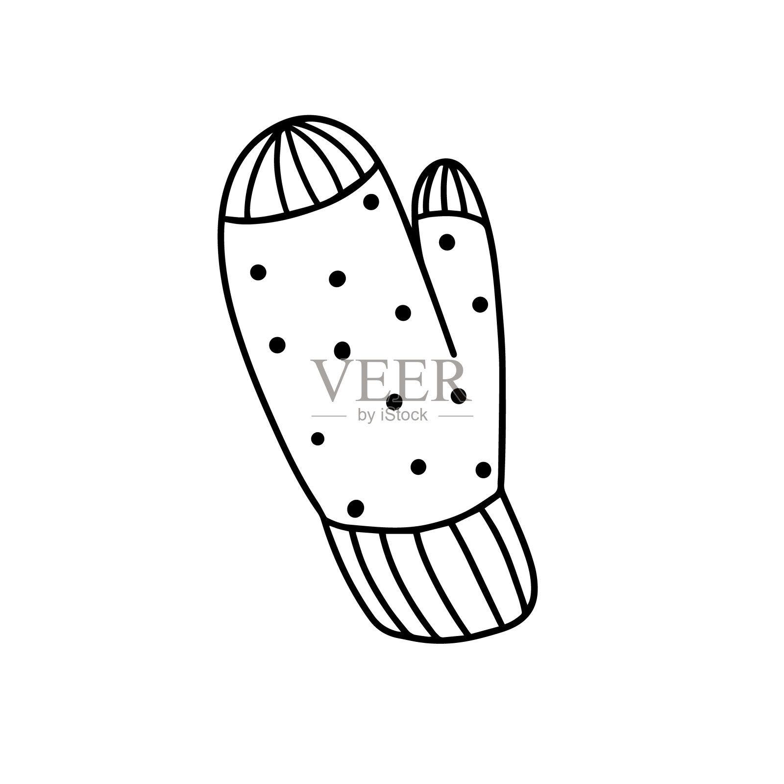 可爱的针织手套。矢量插图在涂鸦风格。秋冬服装。保暖的连指手套来御寒插画图片素材