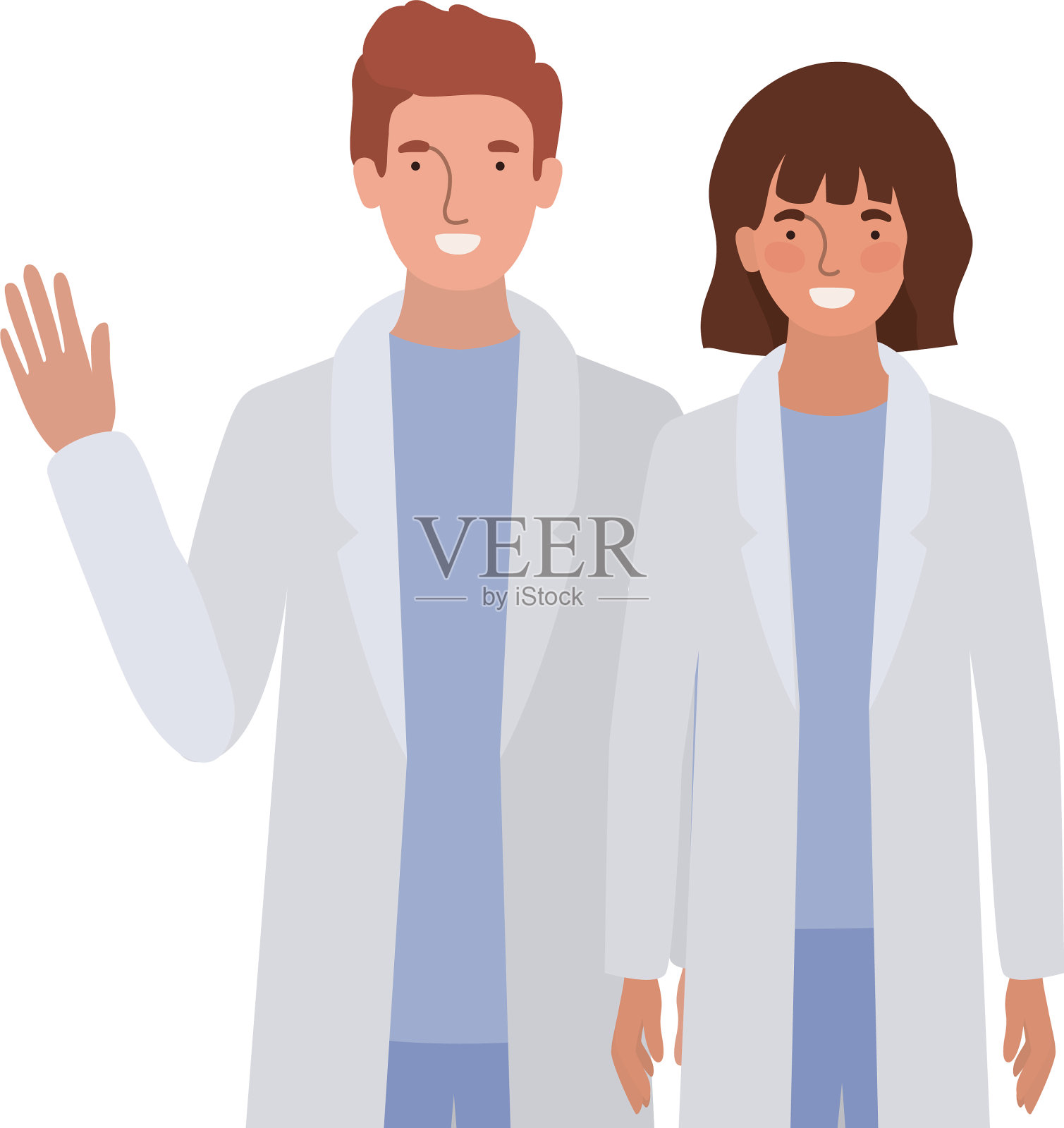 男女医生制服设计插画图片素材