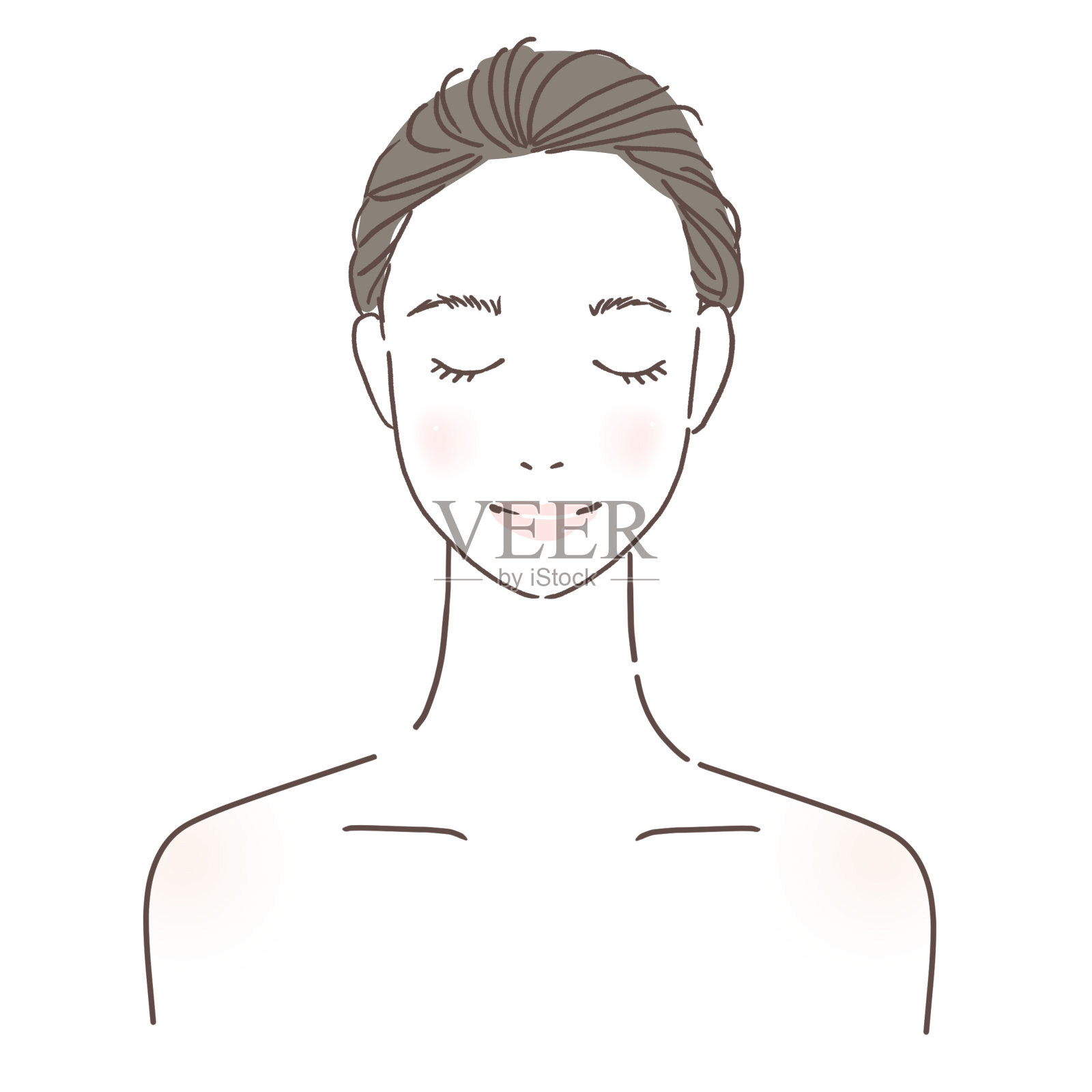 闭着眼睛的女人插画图片素材