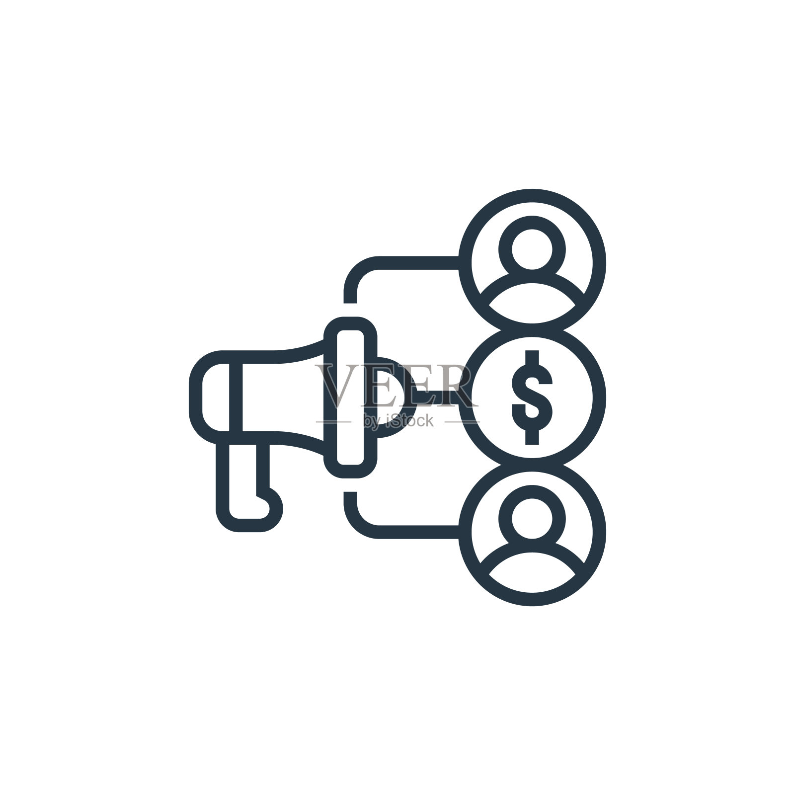 从属营销图标向量来自数字营销概念。细线插图联属营销编辑笔划。联属营销线性标志,用于web和移动应用程序,标志,。插画图片素材