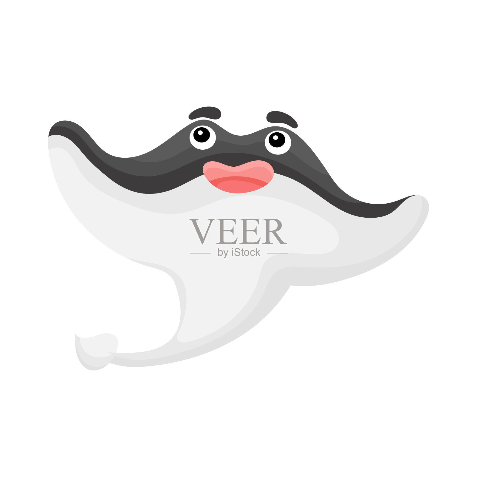 可爱有趣的黄貂鱼印花在白色的背景。海洋卡通动物角色设计用于相册,剪贴簿,贺卡,请帖,墙壁装饰。平面彩色矢量股票插图。插画图片素材