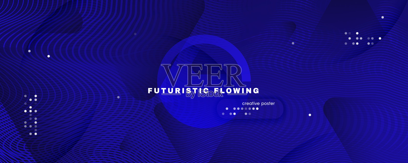 蓝色的背景。流形状旗帜。插画图片素材