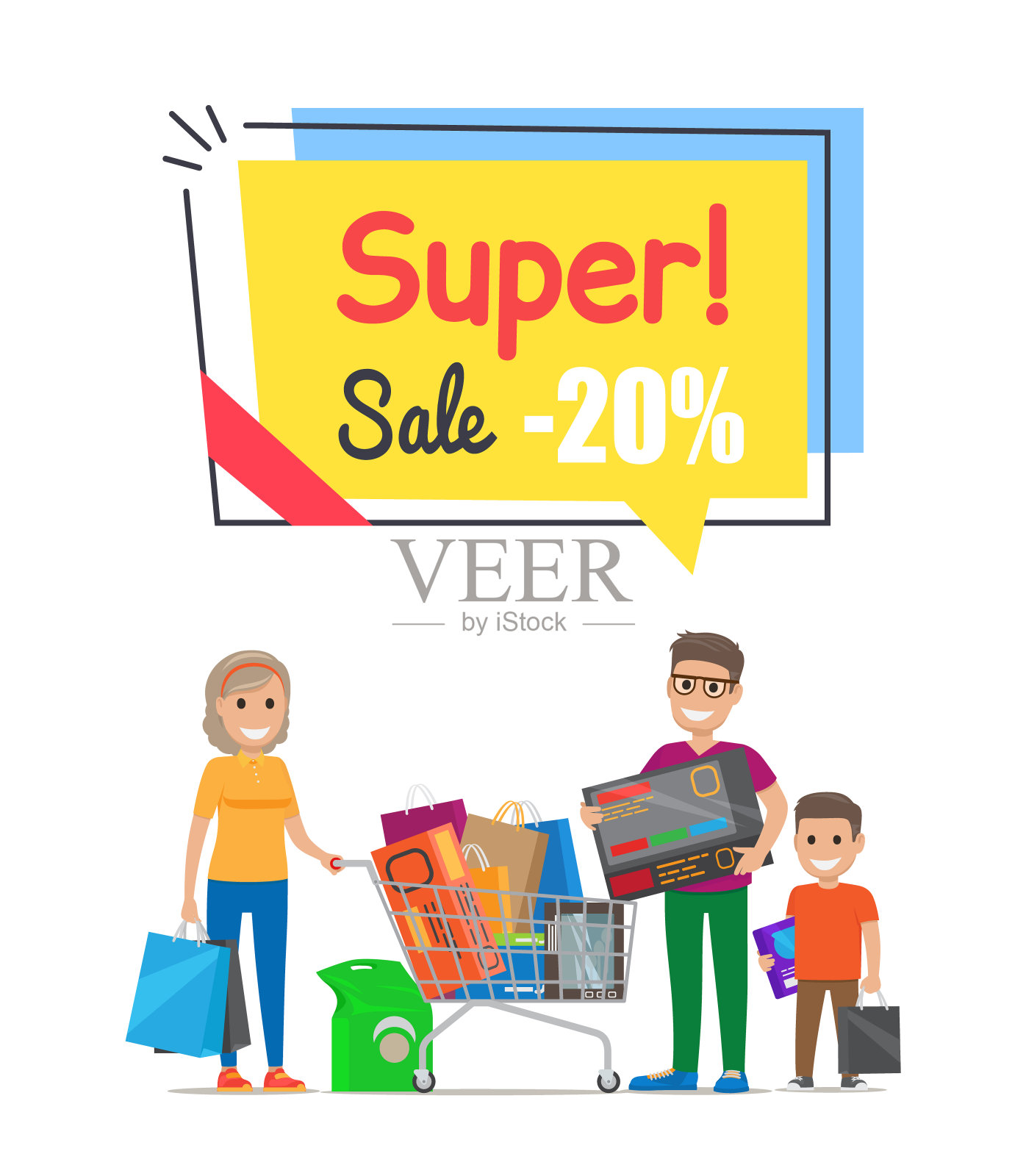 家庭促销海报:超级促销,八折优惠设计元素图片