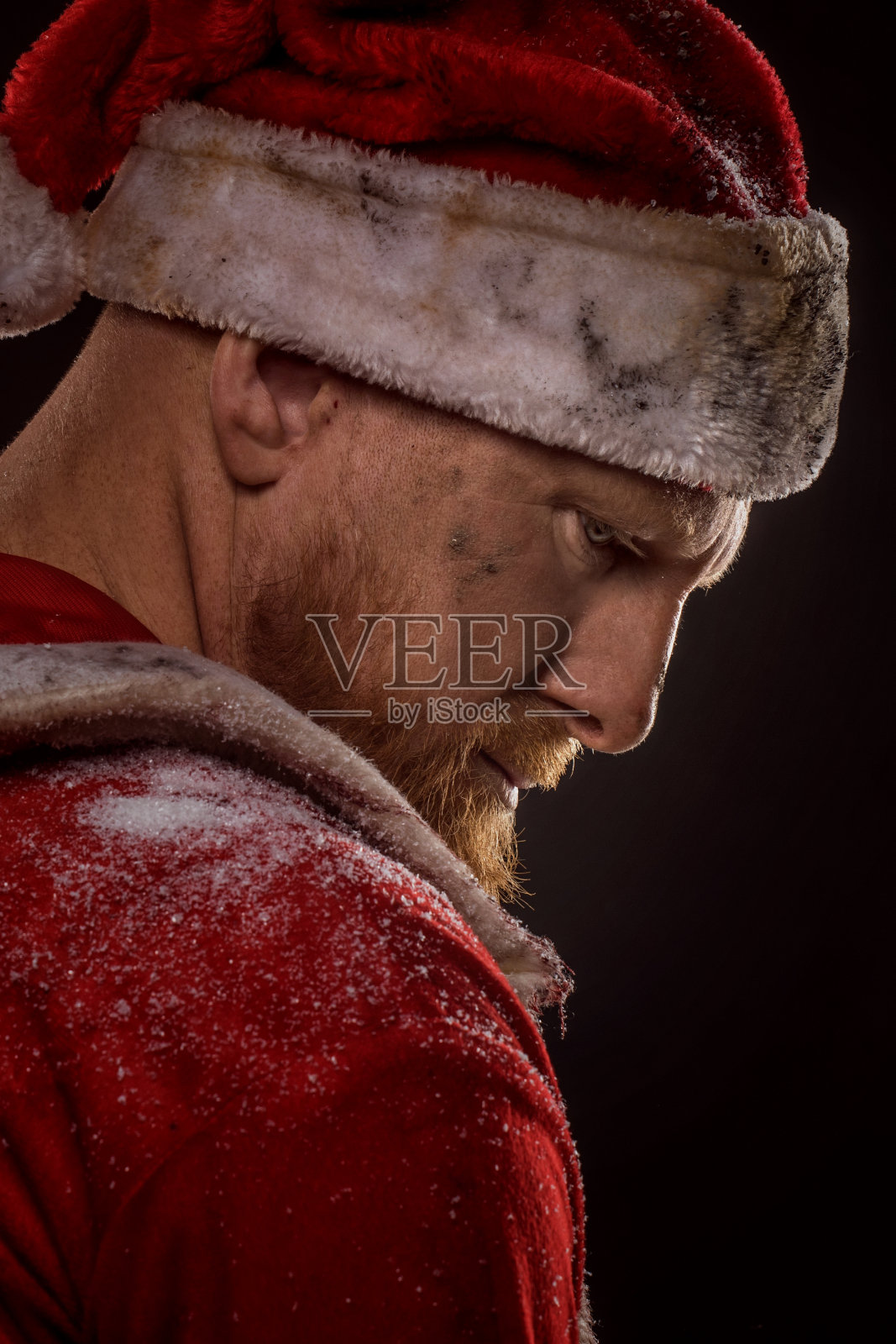 坏圣诞老人肖像照片摄影图片