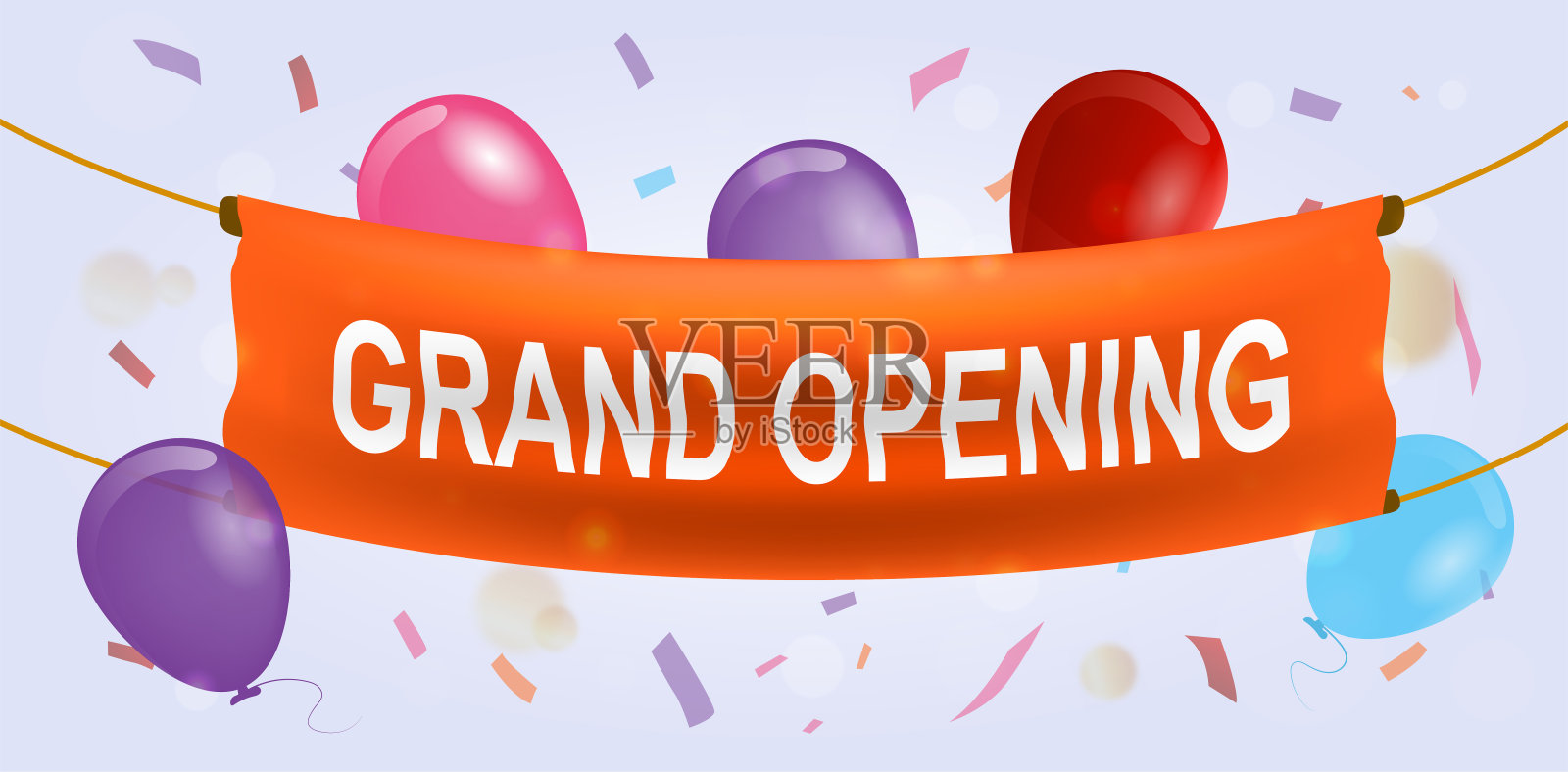 盛大开幕的全景横幅气球插画图片素材
