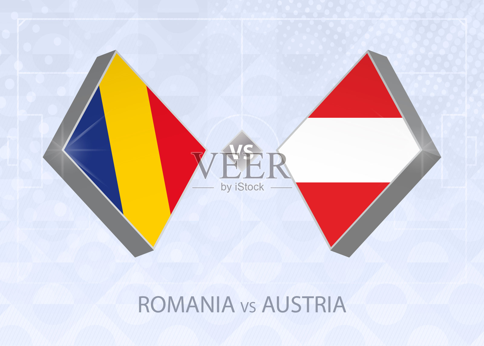 B联赛第一组罗马尼亚vs奥地利。欧洲足球比赛。插画图片素材