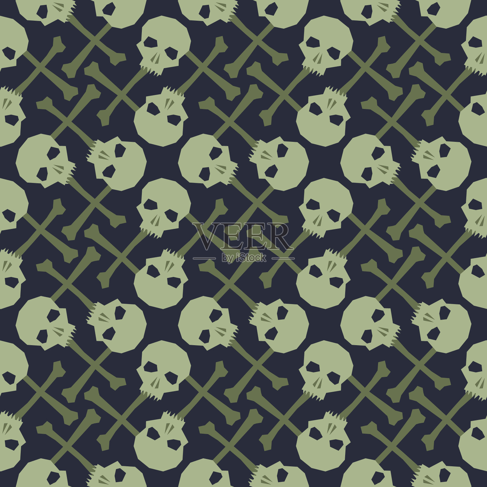 头骨和骨骼的无缝图案。装饰性的背景。矢量插图。无尽的纹理。插画图片素材