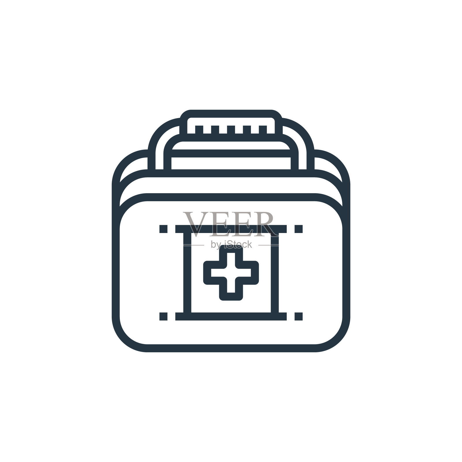 急救箱矢量图标隔离在白色背景上。轮廓,细线急救箱图标网站设计和移动,应用程序开发。细线急救箱轮廓图标矢量插图。图标素材