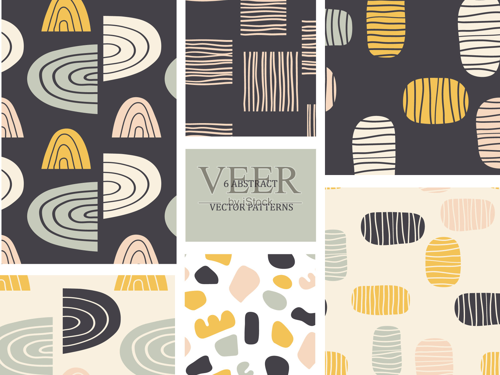 一套可爱的抽象无缝模式。无尽的墙纸纹理插画图片素材