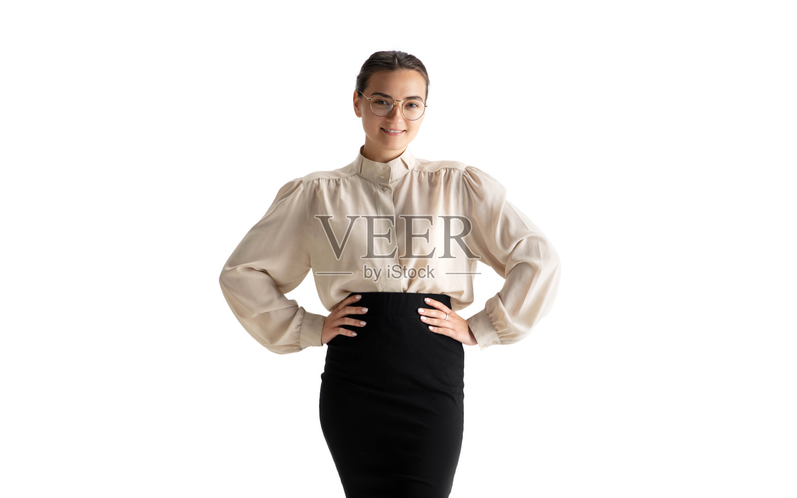 美丽的商业女人,秘书,经理孤立在白色工作室的背景。照片摄影图片