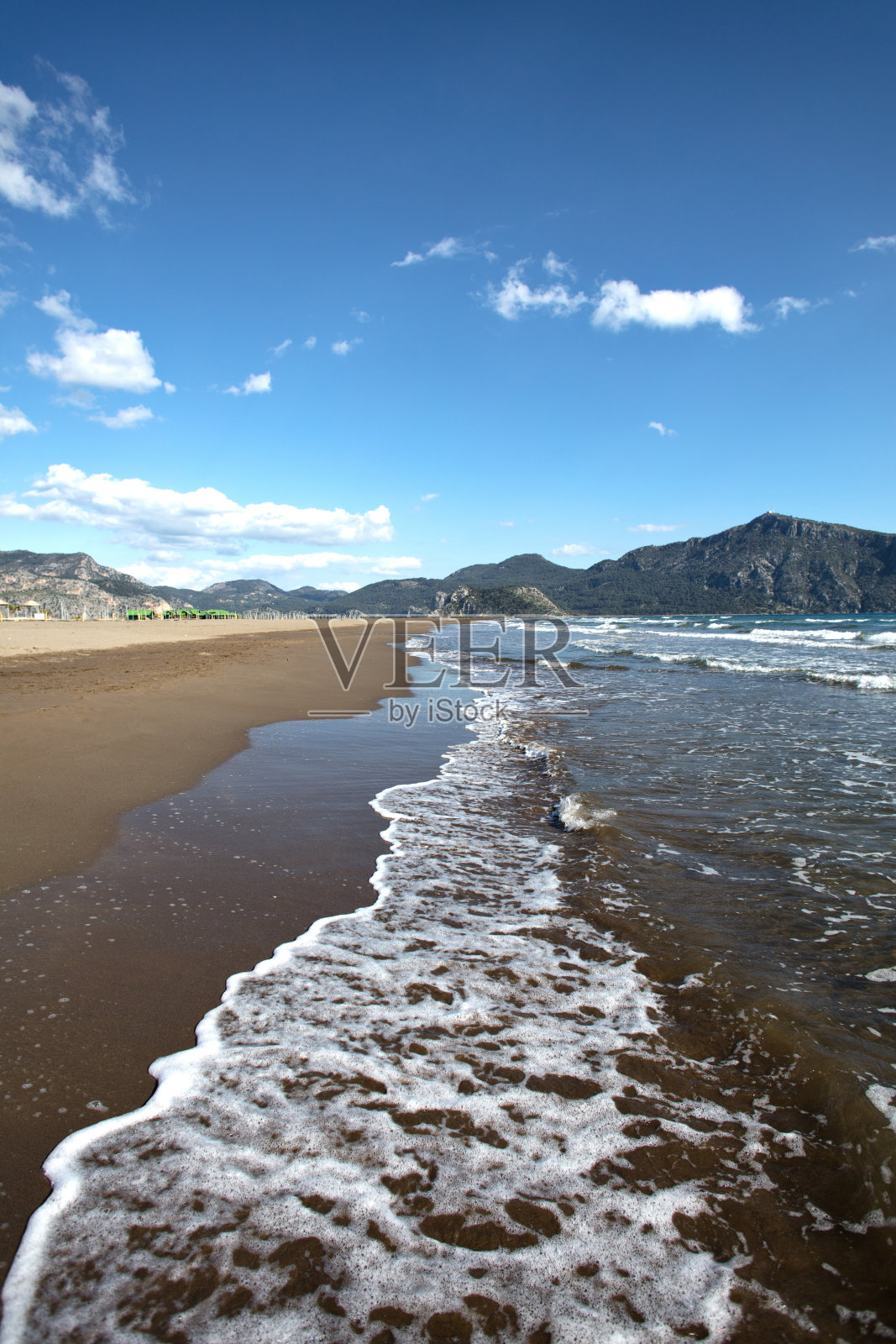 Iztuzu海滩和山脉照片摄影图片