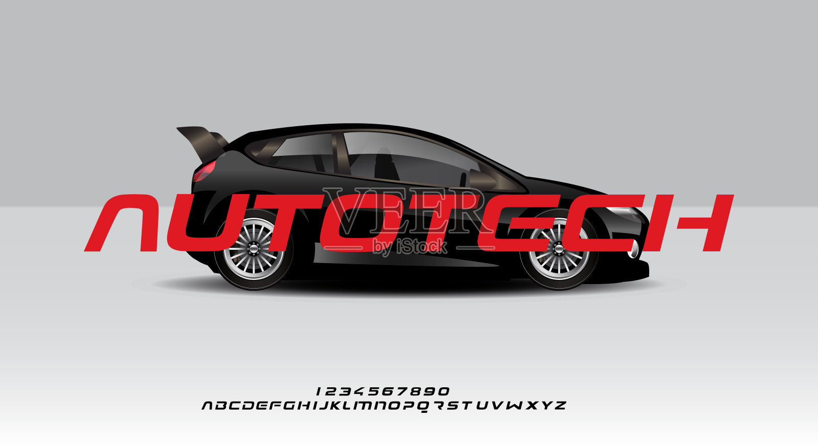 现代极简主义的未来主义字母字体设计插画图片素材