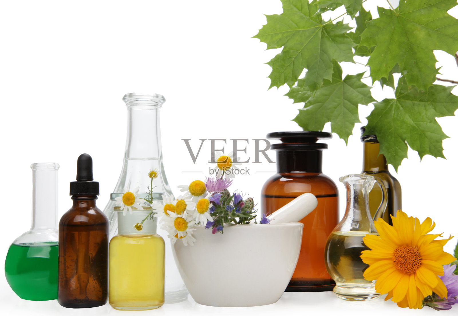 与治疗药草,灰泥组成。为文本复制空间。照片摄影图片