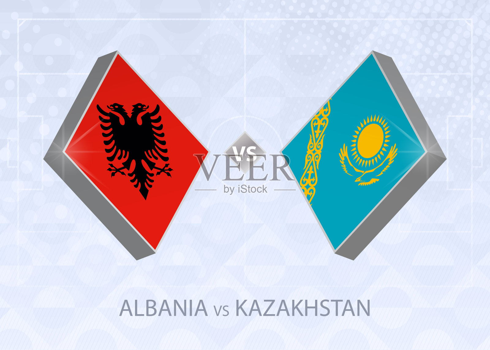 C联赛第4组阿尔巴尼亚vs哈萨克斯坦。欧洲足球比赛。插画图片素材