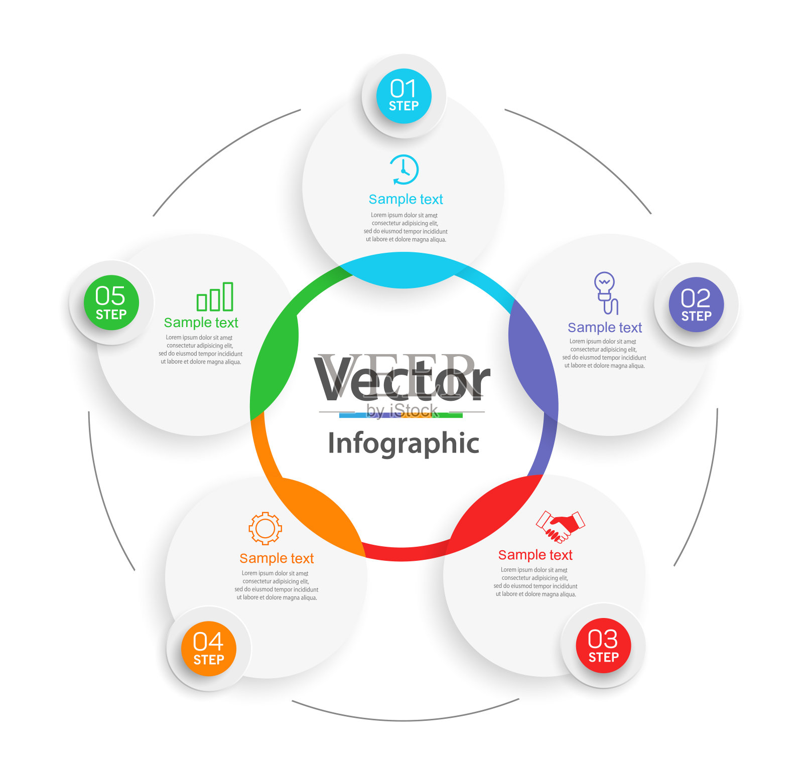 具有图标和5个选项或步骤的现代信息图表模板插画图片素材