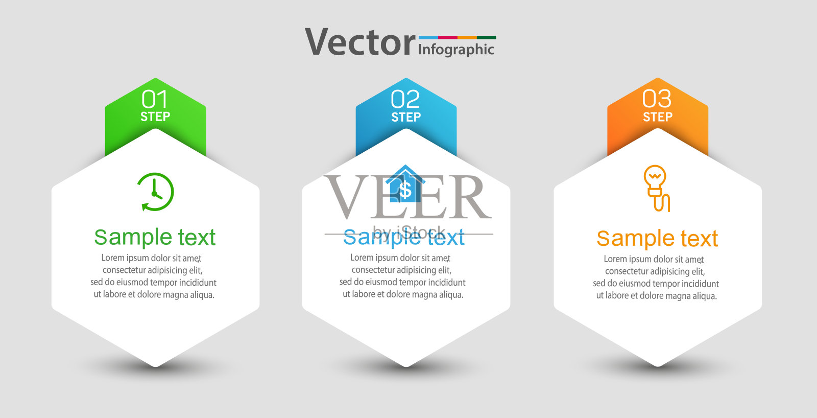 信息图设计模板3个步骤插画图片素材