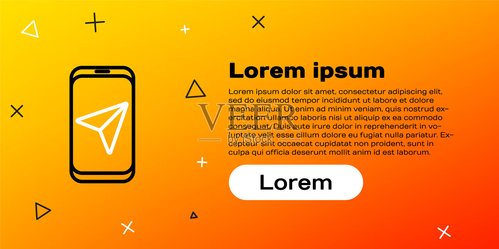 线信息图的城市地图导航图标孤立在黄色背景。手机应用界面概念设计。Geolacation概念。色彩斑斓的轮廓的概念。矢量图插画图片素材