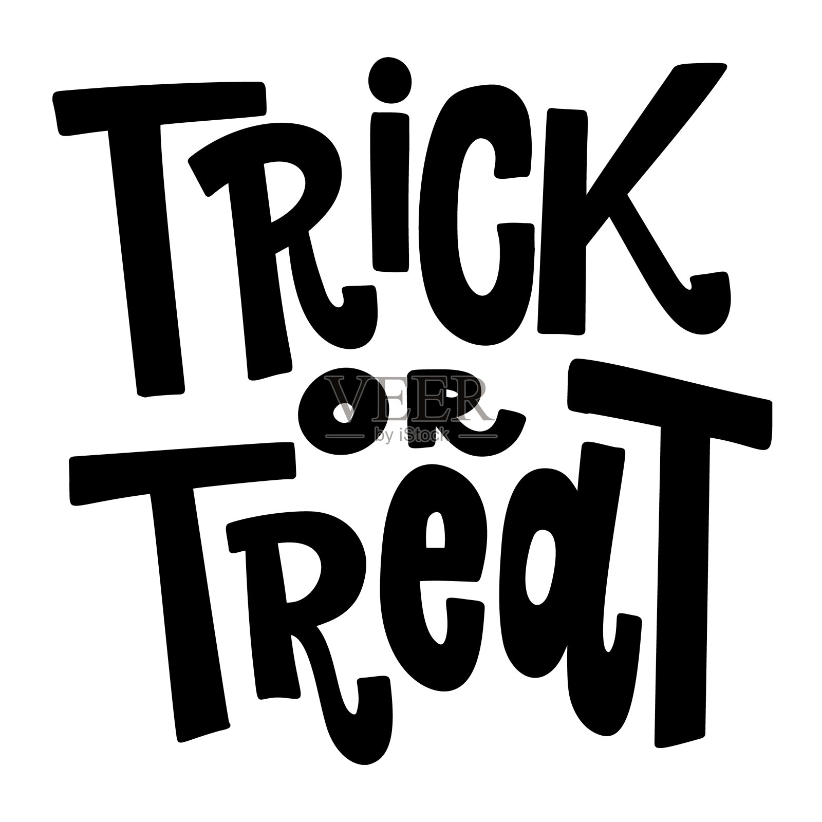 不给糖就捣蛋。字母短语孤立在白色背景上。万圣节的主题。矢量图插画图片素材