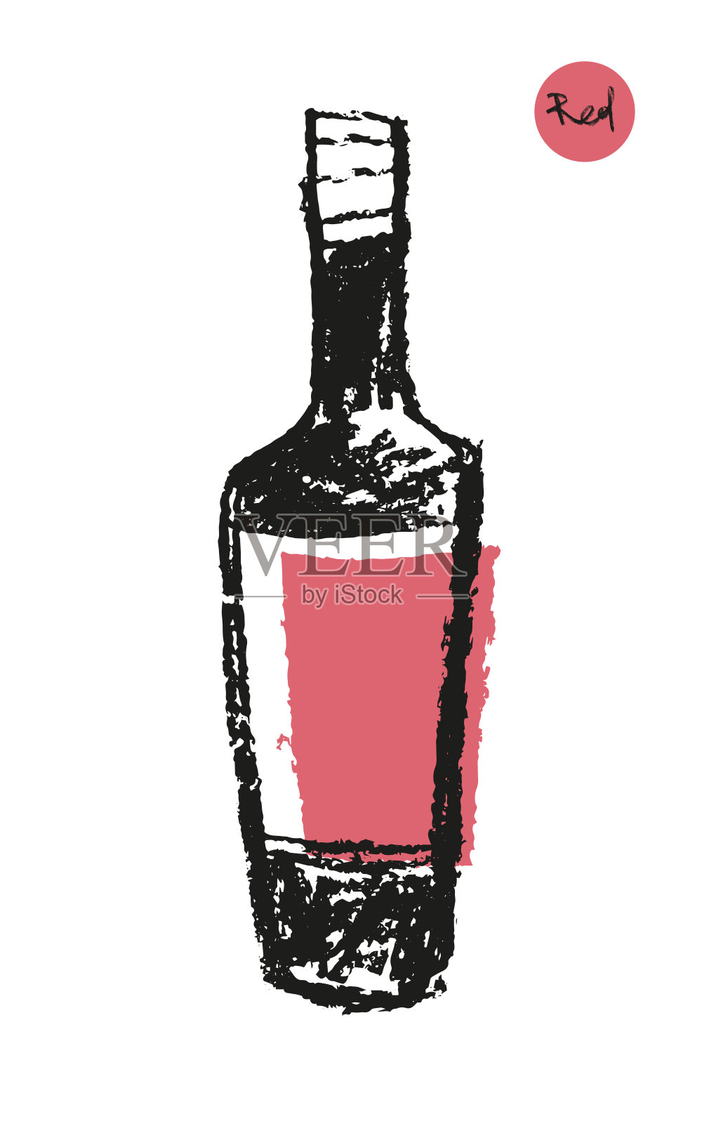 瓶子草图图标。酒瓶的轮廓。插画图片素材