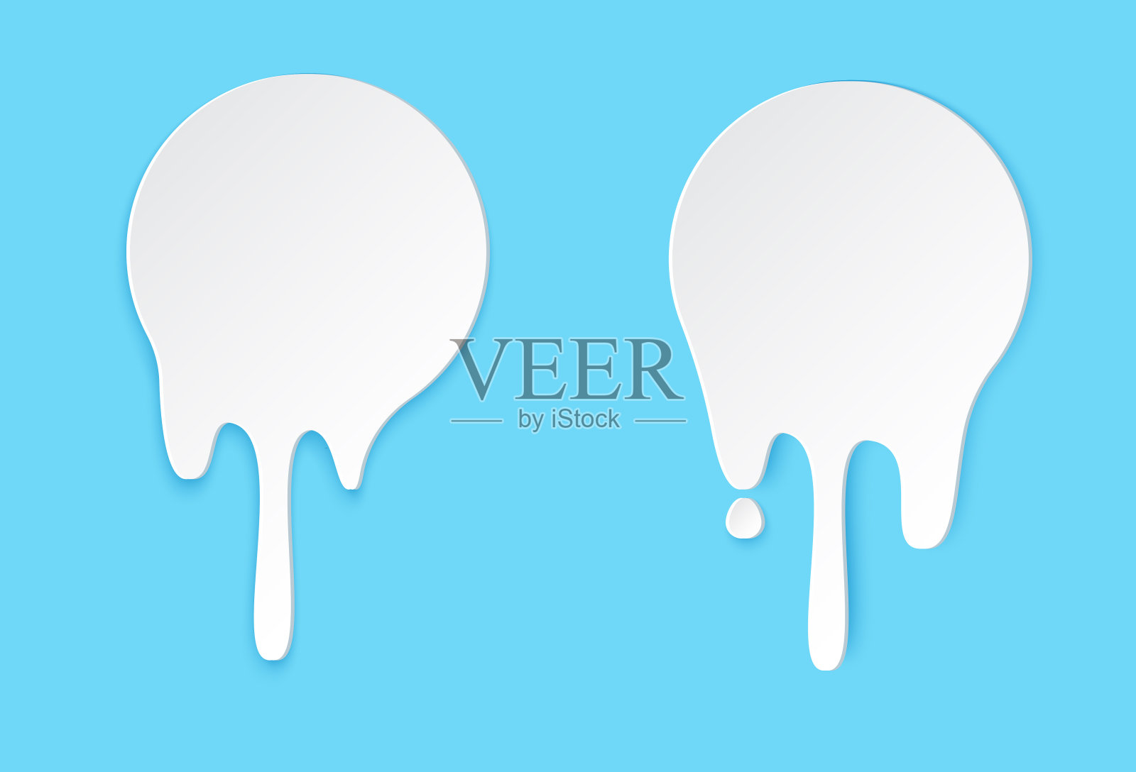 熔化滴胶或圆标签。矢量液体滴图标涂鸦blob贴纸。白色液体或融化的巧克力滴,牛奶,现有油漆。插画图片素材