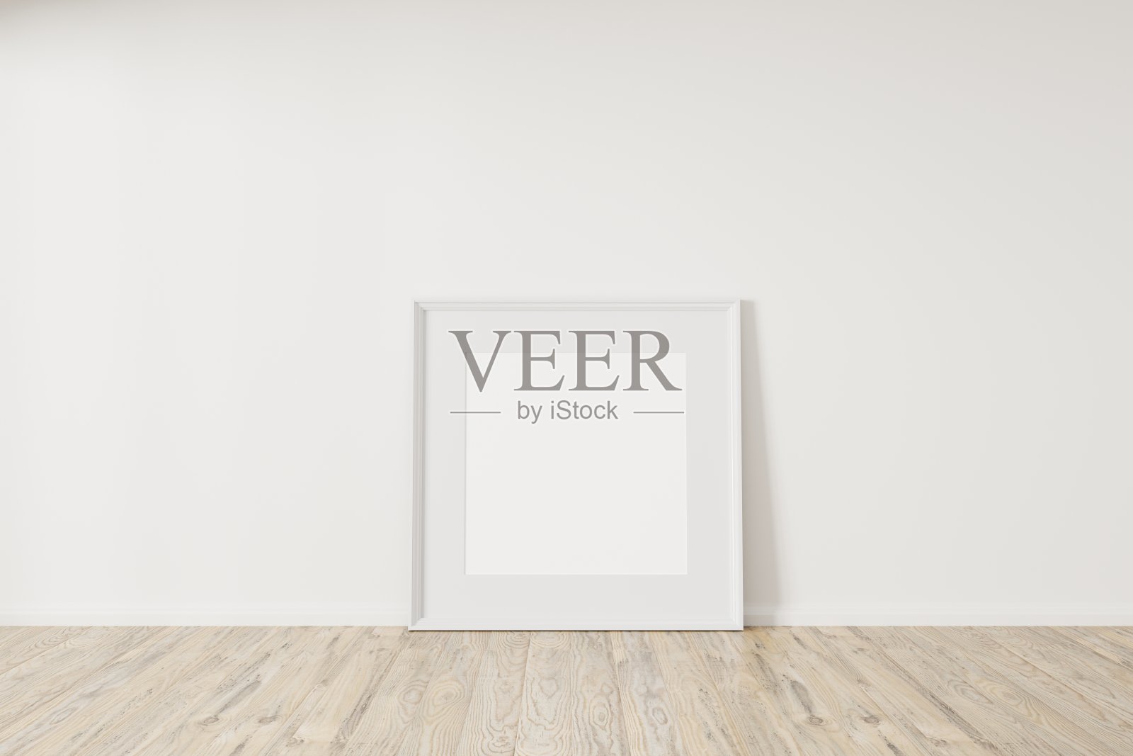 方形木框架模型。木地板上的木框架。方形框架3d插图。照片摄影图片