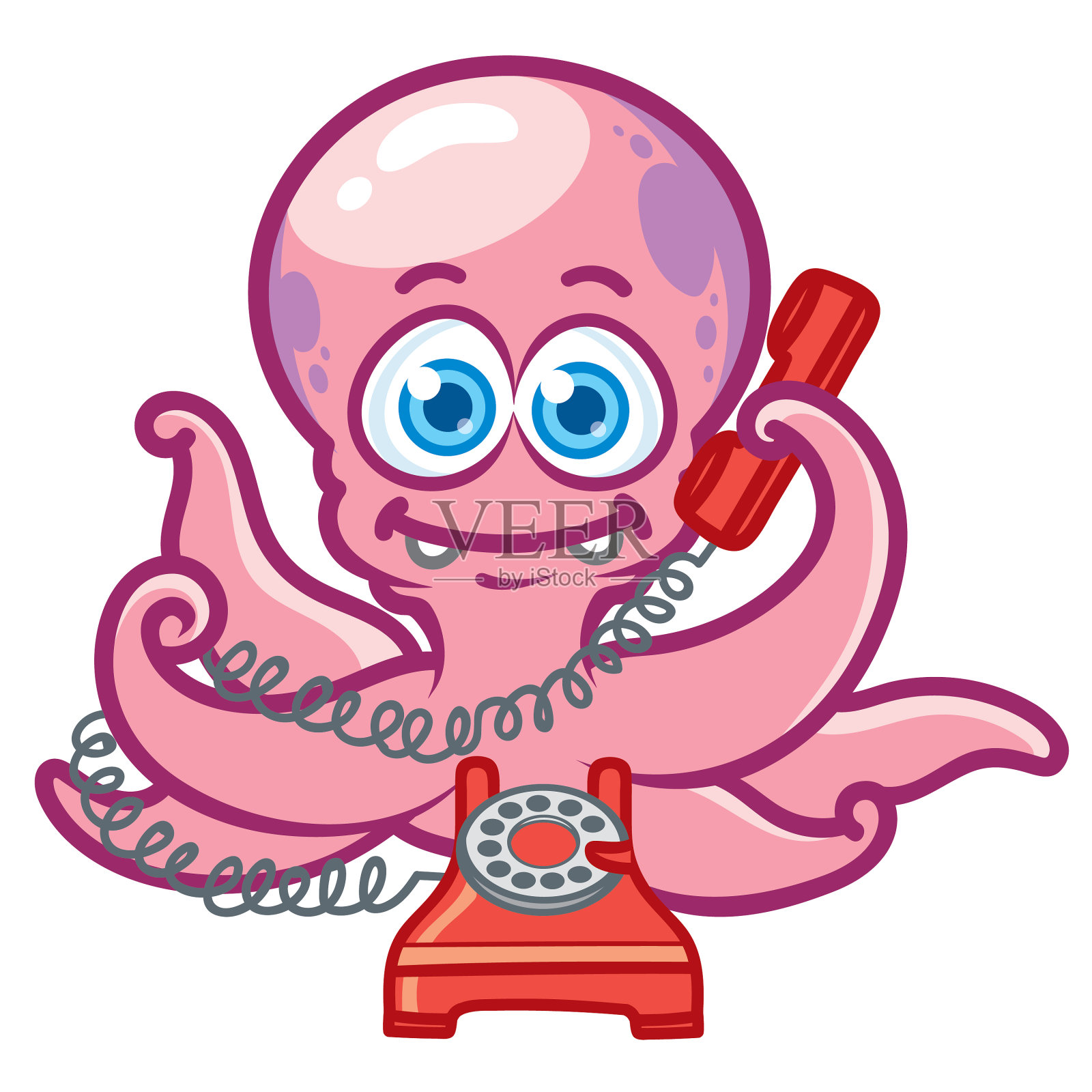 章鱼的有趣向量情绪插画图片素材